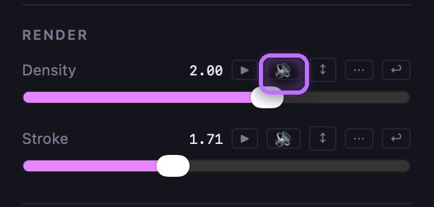 A Spiralyst Lab control with its 🔊 reactivity button highlighted